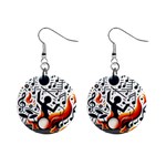 Abstract Drummer Mini Button Earrings Front