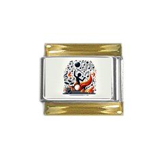 Abstract Drummer Gold Trim Italian Charm (9mm) by RiverRootz