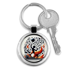 Abstract Drummer Key Chain (round) by RiverRootz