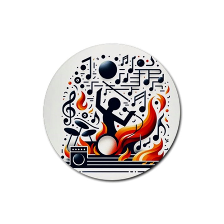 Abstract Drummer Rubber Coaster (Round)