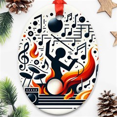 Abstract Drummer Oval Ornament (two Sides)