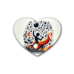 Abstract Drummer Rubber Heart Coaster (4 Pack)