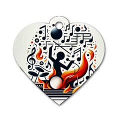 Abstract Drummer Dog Tag Heart (two Sides)