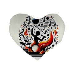 Abstract Drummer Standard 16  Premium Flano Heart Shape Cushions by RiverRootz