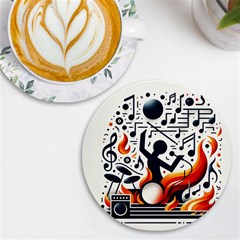 Abstract Drummer Uv Print Round Tile Coaster by RiverRootz