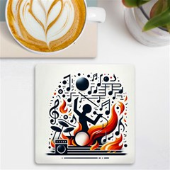 Abstract Drummer Uv Print Square Tile Coaster  by RiverRootz