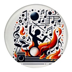 Abstract Drummer Round Glass Fridge Magnet (4 Pack) by RiverRootz