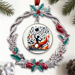 Abstract Drummer Metal X mas Wreath Holly Leaf Ornament