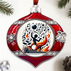 Abstract Drummer Metal Snowflake And Bell Red Ornament