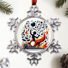 Abstract Drummer Metal Large Snowflake Ornament by RiverRootz