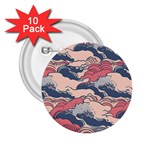 Waves Ocean Sea Water Pattern Rough Seas Digital Art Nature Nautical 2.25  Buttons (10 pack)  Front