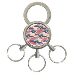 Waves Ocean Sea Water Pattern Rough Seas Digital Art Nature Nautical 3-ring Key Chain by Bedest