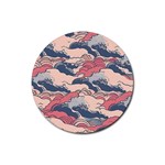 Waves Ocean Sea Water Pattern Rough Seas Digital Art Nature Nautical Rubber Round Coaster (4 pack) Front