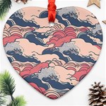 Waves Ocean Sea Water Pattern Rough Seas Digital Art Nature Nautical Heart Ornament (Two Sides) Front