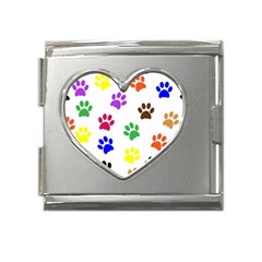 Pawprints Paw Prints Paw Animal Mega Link Heart Italian Charm (18mm)