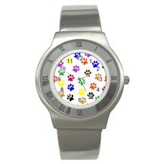 Pawprints Paw Prints Paw Animal Stainless Steel Watch