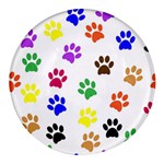 Pawprints Paw Prints Paw Animal Round Glass Fridge Magnet (4 pack) Front