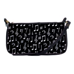 Chalk Music Notes Signs Seamless Pattern Shoulder Clutch Bag by Ravend