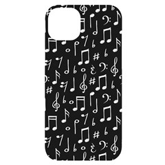 Chalk Music Notes Signs Seamless Pattern Iphone 14 Plus Black Uv Print Case by Ravend