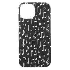 Chalk Music Notes Signs Seamless Pattern Iphone 15 Black Uv Print Pc Hardshell Case