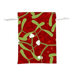 Mistletoe Christmas Texture Advent Lightweight Drawstring Pouch (l) by Hannah976