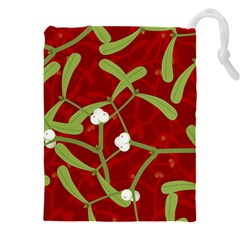 Mistletoe Christmas Texture Advent Drawstring Pouch (5xl) by Hannah976