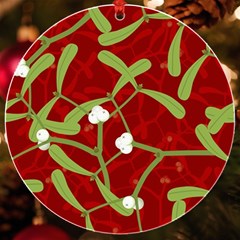 Mistletoe Christmas Texture Advent Uv Print Acrylic Ornament Round