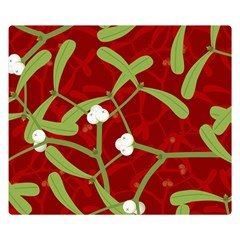 Mistletoe Christmas Texture Advent Premium Plush Fleece Blanket (small)