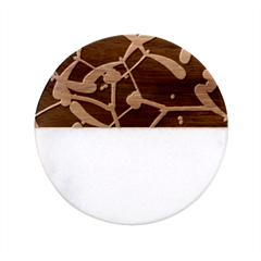 Mistletoe Christmas Texture Advent Classic Marble Wood Coaster (round) 