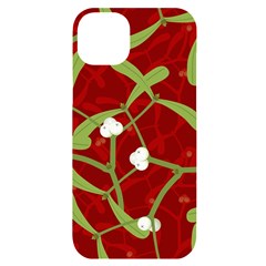 Mistletoe Christmas Texture Advent Iphone 14 Plus Black Uv Print Case