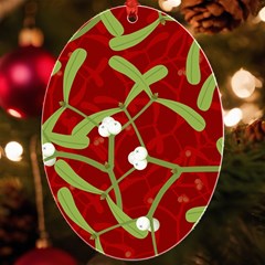 Mistletoe Christmas Texture Advent Uv Print Acrylic Ornament Oval