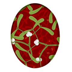 Mistletoe Christmas Texture Advent Oval Glass Fridge Magnet (4 Pack)