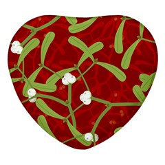 Mistletoe Christmas Texture Advent Heart Glass Fridge Magnet (4 Pack)