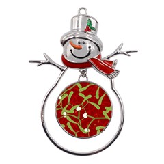 Mistletoe Christmas Texture Advent Metal Snowman Ornament