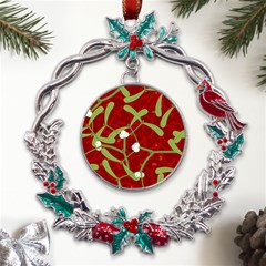 Mistletoe Christmas Texture Advent Metal X mas Wreath Holly Leaf Ornament