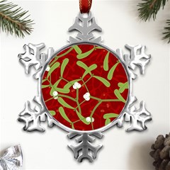 Mistletoe Christmas Texture Advent Metal Small Snowflake Ornament