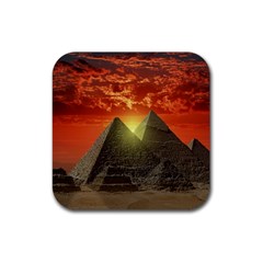 Pyramids Egypt Monument Landmark Sunrise Sunset Egyptian Rubber Coaster (square) by Proyonanggan