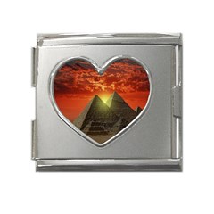 Pyramids Egypt Monument Landmark Sunrise Sunset Egyptian Mega Link Heart Italian Charm (18mm)