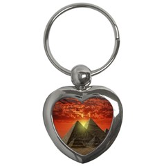 Pyramids Egypt Monument Landmark Sunrise Sunset Egyptian Key Chain (heart) by Proyonanggan