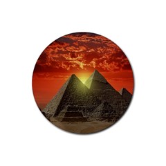 Pyramids Egypt Monument Landmark Sunrise Sunset Egyptian Rubber Coaster (round) by Proyonanggan