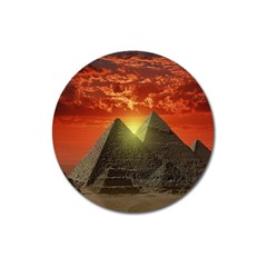 Pyramids Egypt Monument Landmark Sunrise Sunset Egyptian Magnet 3  (round) by Proyonanggan