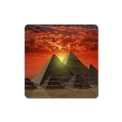 Pyramids Egypt Monument Landmark Sunrise Sunset Egyptian Square Magnet by Proyonanggan