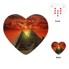 Pyramids Egypt Monument Landmark Sunrise Sunset Egyptian Playing Cards Single Design (heart) by Proyonanggan