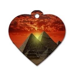 Pyramids Egypt Monument Landmark Sunrise Sunset Egyptian Dog Tag Heart (two Sides) by Proyonanggan