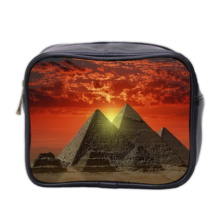 Pyramids Egypt Monument Landmark Sunrise Sunset Egyptian Mini Toiletries Bag (Two Sides)