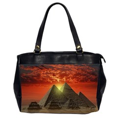 Pyramids Egypt Monument Landmark Sunrise Sunset Egyptian Oversize Office Handbag (2 Sides) by Proyonanggan