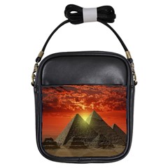 Pyramids Egypt Monument Landmark Sunrise Sunset Egyptian Girls Sling Bag by Proyonanggan