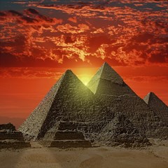 Pyramids Egypt Monument Landmark Sunrise Sunset Egyptian Play Mat (square) by Proyonanggan