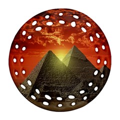 Pyramids Egypt Monument Landmark Sunrise Sunset Egyptian Round Filigree Ornament (two Sides) by Proyonanggan