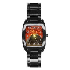 Pyramids Egypt Monument Landmark Sunrise Sunset Egyptian Stainless Steel Barrel Watch by Proyonanggan